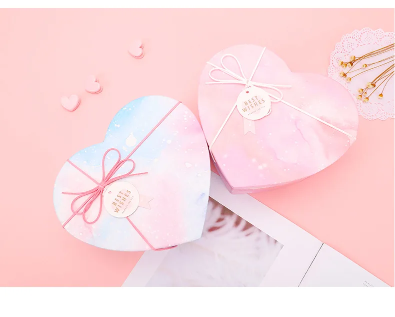 girls heart-shaped gift box gradient color three gift box sets
