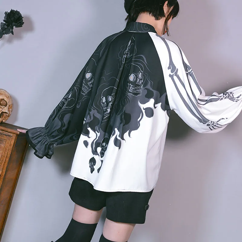 Harajuku Skull Blouses | Punk Style Shirt Lantern Sleeve Blusas Mujer loose tops Harajuku Skull Blouses | Punk Style Shirt Lantern Sleeve Blusas Mujer loose tops