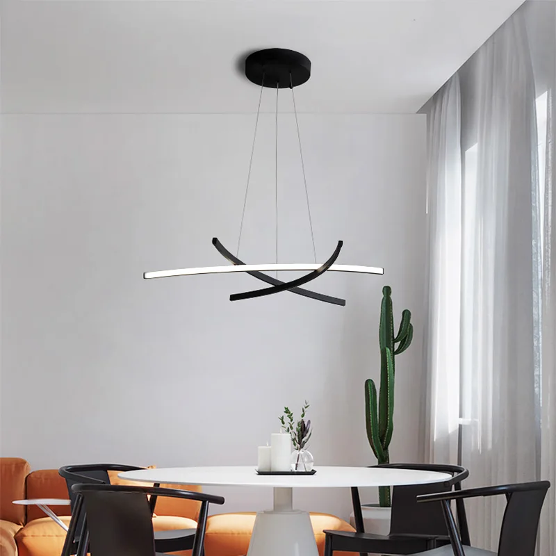 

Modern Minimalist Black Chandelier Lighting Strip Kitchen Island Lighting Fixtures For Dining Room Living Room LED Chandeliers