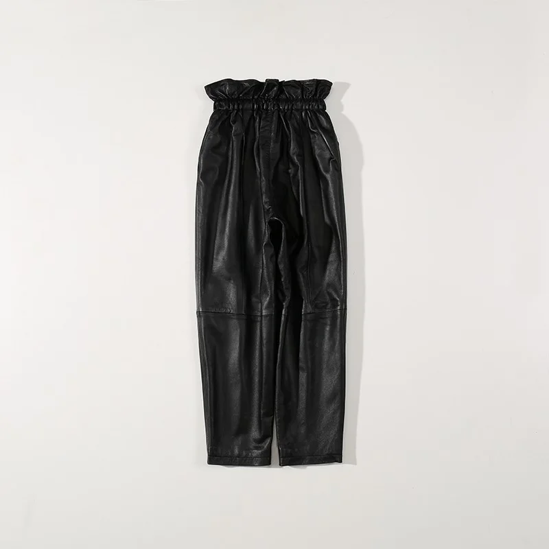Pants Women Genuine Sheepskin Elastic Waist Black 2022 Winter New Fashion Real Leather High Waist Ladies Full Length Harem Pants
Pants Women Genuine Sheepskin Elastic Waist Black 2022 Winter New Fashion Real Leather High Waist Ladies Full Length Harem Pants