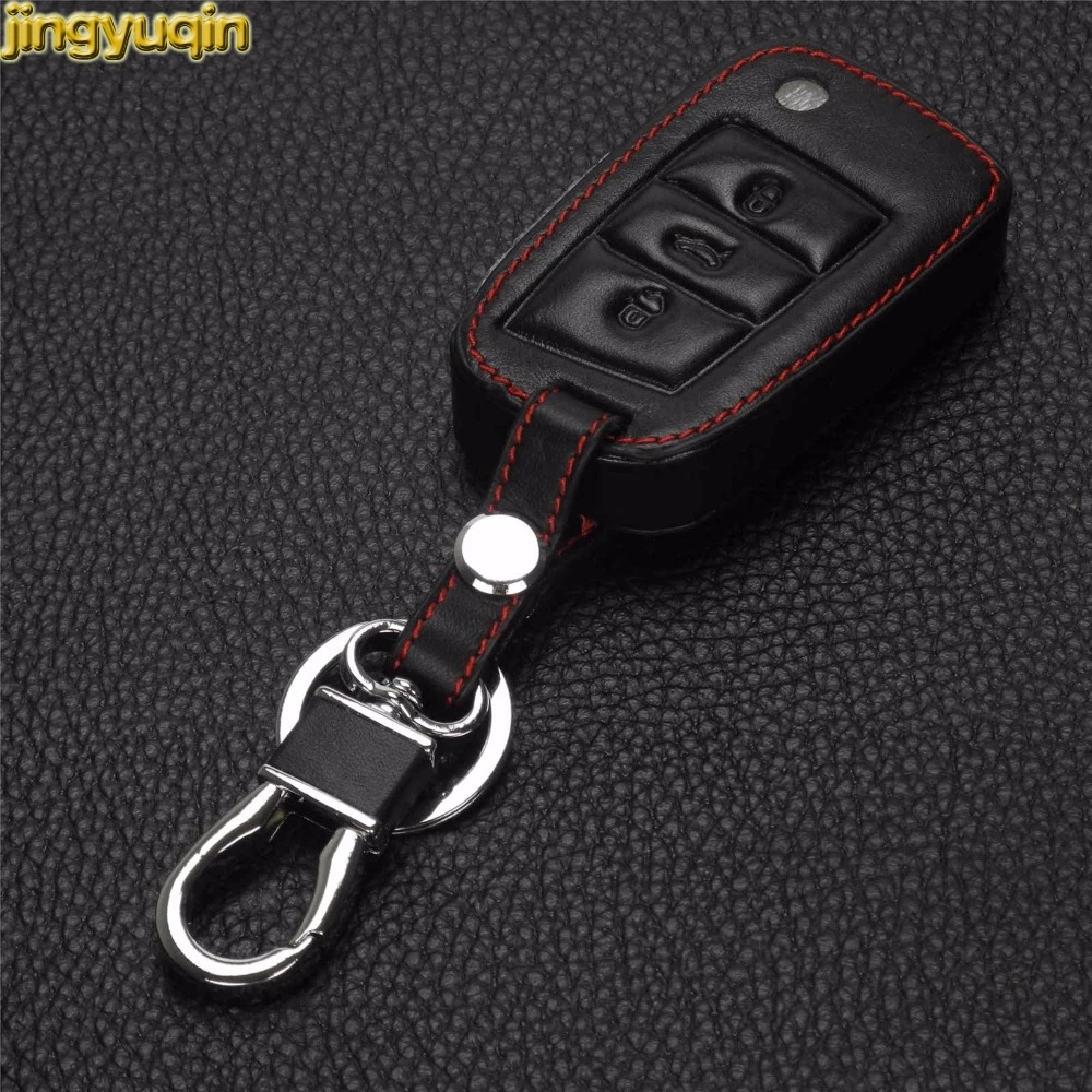 Jingyuqin автомобильный кожаный чехол для ключей Volkswagen VW Golf 7 MK7 Skoda Octavia A7 Seat Leon Ibiza Key