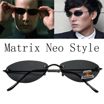 

Fashion Cool The Matrix Neo Style Polarized Rivets Sunglasses Men Slim Rimless Brand Design Sun Glasses Oculos De Sol