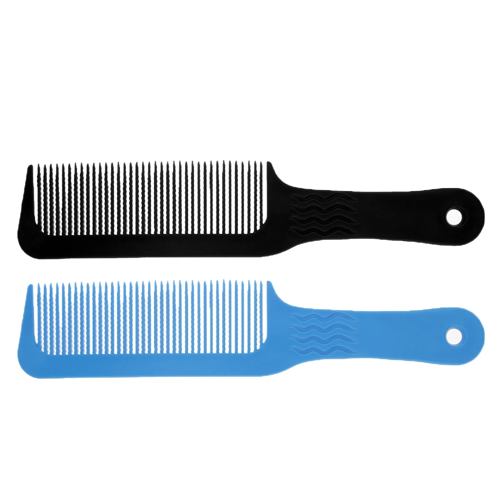 2 Pieces 9.3 inch Flat Top Clipper Comb Finely Waved Teeth Barber Salon Hair Cut Styling Comb - Black Blue 2 Pieces 9.3 inch Flat Top Clipper Comb Finely Waved Teeth Barber Salon Hair Cut Styling Comb - Black Blue