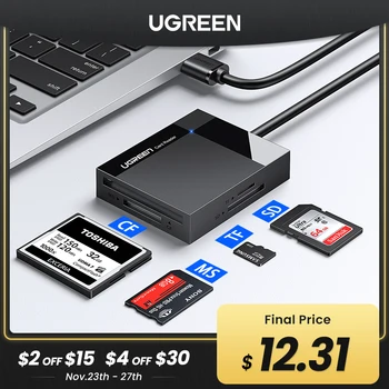 Ugreen USB 3.0 Card Reader SD Micro SD TF CF MS Compact Flash Card Adapter for Laptop Multi Card Reader 4 in 1 Card Reader 
Ugreen USB 3.0 Card Reader SD Micro SD TF CF MS Compact Flash Card Adapter for Laptop Multi Card Reader 4 in 1 Card Reader