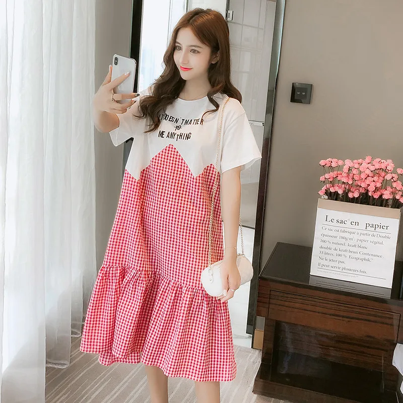2018 New Style Fashion Mom Fashion Tops Pregnant Women Skirt Plaid Fight Color Lettered Fight Color Short Sleeve Loose-Fit Dress
2018 New Style Fashion Mom Fashion Tops Pregnant Women Skirt Plaid Fight Color Lettered Fight Color Short Sleeve Loose-Fit Dress