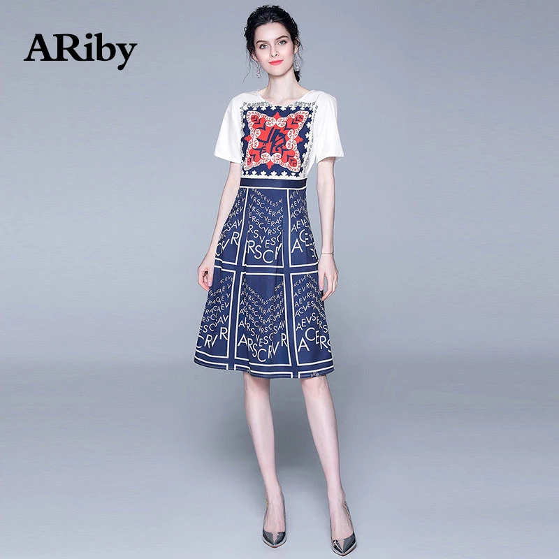 ARiby Women Printed Elegant Dress 2019 Summer Fashion Office Lady Slimming Round Neck Short Sleeve A-Line Knee-Length Dress
ARiby Women Printed Elegant Dress 2019 Summer Fashion Office Lady Slimming Round Neck Short Sleeve A-Line Knee-Length Dress