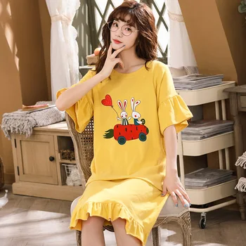Plus Size Ladies Cartoon Sleepwear Short Sleeve Cute Nightdress Negligee Summer Cotton Nightgown Casual Nightshirt Home Dress
Plus Size Ladies Cartoon Sleepwear Short Sleeve Cute Nightdress Negligee Summer Cotton Nightgown Casual Nightshirt Home Dress