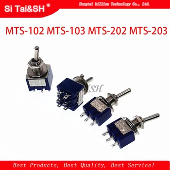 

5PCS MTS-102 MTS-103 MTS-202 MTS-203 6A 125V Mini 3/6PIN ON-OFF/ON-OFF-ON Toggle Switches For Switching Lights Motors