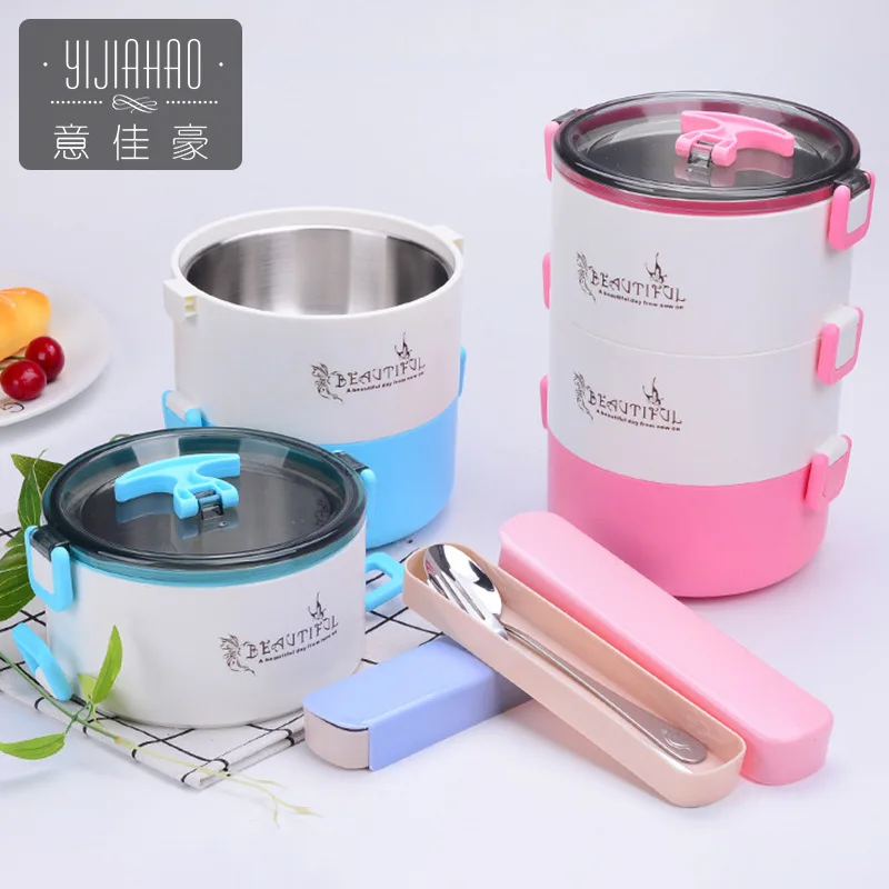 Meaning Bestway Stainless Steel Thermal Lunch Box Microwave Oven Plastic Lunch Box Students Lunch Box Sealed Multilayer