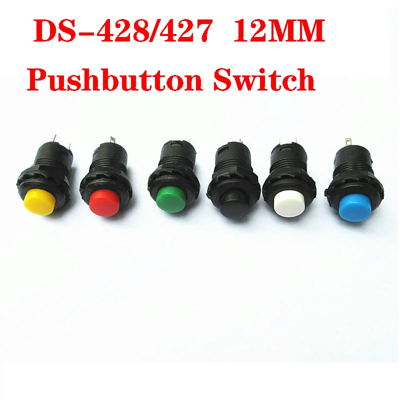 

10pcs DS-428/427 12mm Momentary pushbutton switches 3A /125VAC 1.5A/250VAC Self Return Momentary Push Button Switch