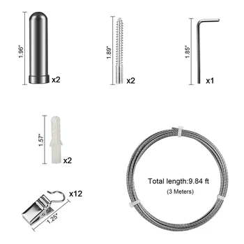 Curtain Drape Wire Rod Set with 12 Clips, Stainless Steel Picture Hanging Wire Clothesline Wire Multi-Purpose Set Hang Photos, N
Curtain Drape Wire Rod Set with 12 Clips, Stainless Steel Picture Hanging Wire Clothesline Wire Multi-Purpose Set Hang Photos, N