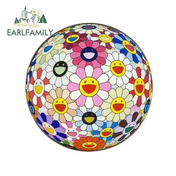 

EARLFAMILY 13cm x 13cm for Takashi Murakami Sunflower Car Stickers and Decals Waterproof Scratch-proof Sticker Bumper Decoration