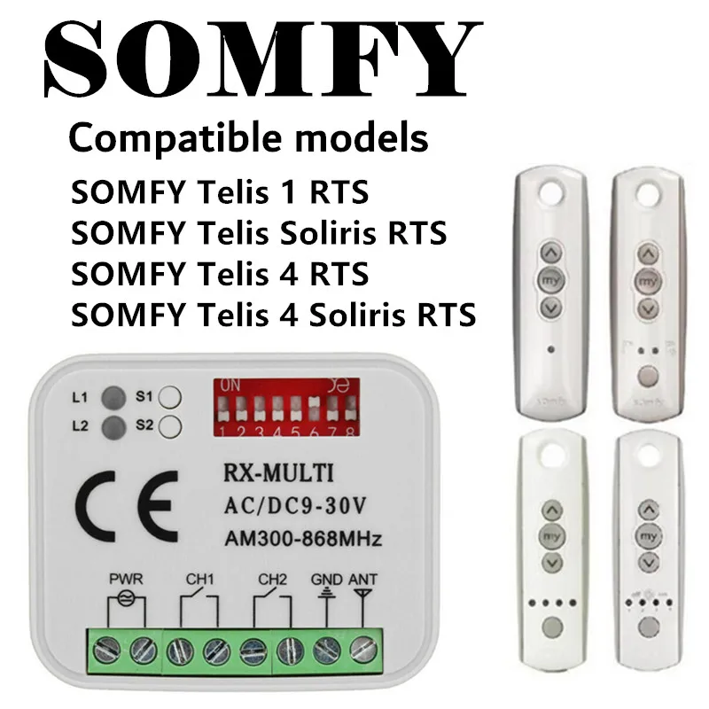SOMFY Universal 300-868mhz remote garage command Handheld transmitter Wire Control receiver for garage gate door
SOMFY Universal 300-868mhz remote garage command Handheld transmitter Wire Control receiver for garage gate door