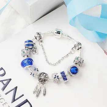 New S925 silver Fit Original Pandoras Blue dreamcatcher Pendant bracelet jewelry charm beads DIY Cat Eye Glass Crystal Bracelets
New S925 silver Fit Original Pandoras Blue dreamcatcher Pendant bracelet jewelry charm beads DIY Cat Eye Glass Crystal Bracelets