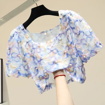 Short Beaded Slim Chiffon Shirt Female Summer Crop Top Short Sleeve Top Shirt Ladies Colorful Blouse Blusas Mujer Blusa
Short Beaded Slim Chiffon Shirt Female Summer Crop Top Short Sleeve Top Shirt Ladies Colorful Blouse Blusas Mujer Blusa