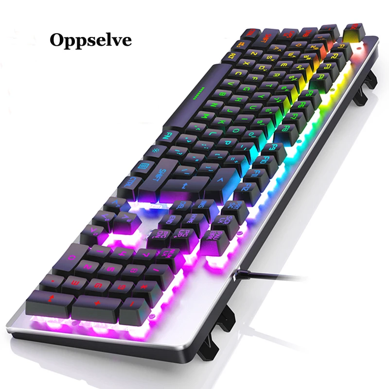 Mechanical Keyboard Blue / Red Switch LED Gaming Keyboards 104 keys for Tablet Mac Desktop English Sticker PC TV Office Supplies
Mechanical Keyboard Blue / Red Switch LED Gaming Keyboards 104 keys for Tablet Mac Desktop English Sticker PC TV Office Supplies