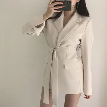 New 2020 Autumn Winter Women Jackets Office Ladies Lace up Notched Formal Outwear Elegant White Black Tops 
New 2020 Autumn Winter Women Jackets Office Ladies Lace up Notched Formal Outwear Elegant White Black Tops