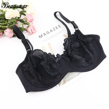 

Beauwear Lace Bra For Women Sexy Lingerie Unlined Minimizer Brassiere Underwire Floral Bralette Plus Size BH Top 36-46 D DD E