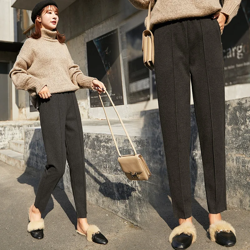 Woolen Harem Pants Women Trouser 2019 Fall Winter New Casual Warm Wool Pants Female Fashion Pocket Ankle Length Pants Black Grey 
Woolen Harem Pants Women Trouser 2019 Fall Winter New Casual Warm Wool Pants Female Fashion Pocket Ankle Length Pants Black Grey