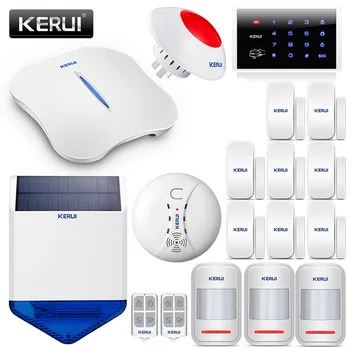 

KERUI W1 Wireless English Voice PSTN 2.4G WiFi Alarm System Security Home With Smoke Motion Detector Door Sensor Solar Siren