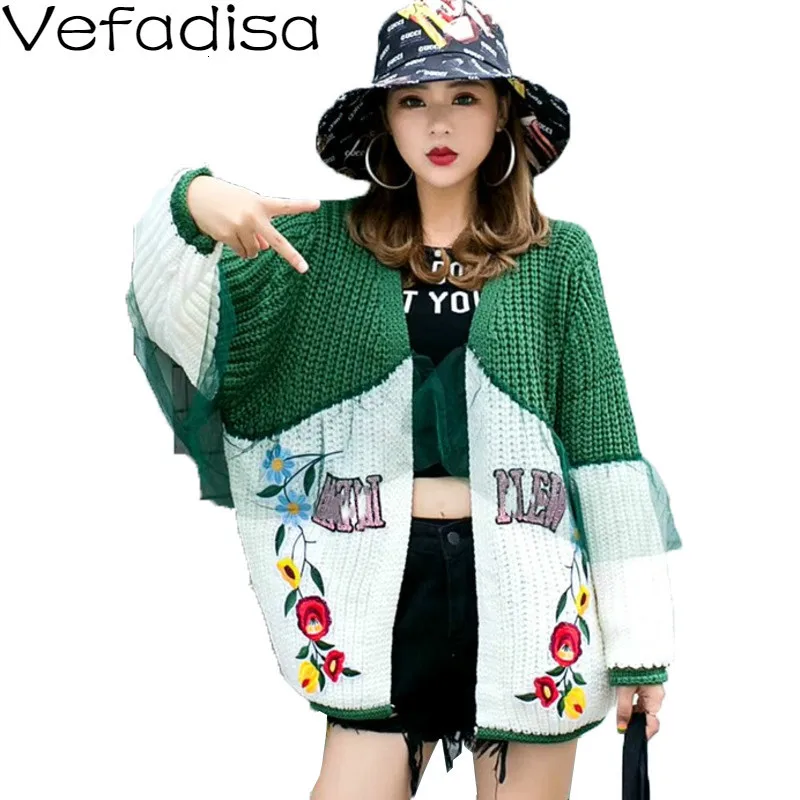 Vefadisa Winter Lace Pacthwork Sweater V-Neck Sequined Knitting Sweater Open Stitch Floral Cardigan Sweater Casual 2019 QYF782 
Vefadisa Winter Lace Pacthwork Sweater V-Neck Sequined Knitting Sweater Open Stitch Floral Cardigan Sweater Casual 2019 QYF782