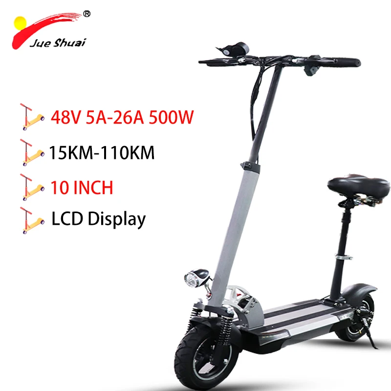 

48V 500W 10'' Foldable Electric Scooter 100KM Adulto Two Wheels LCD Display Patinete Eletrico 160KG Max load Electric Skateboard