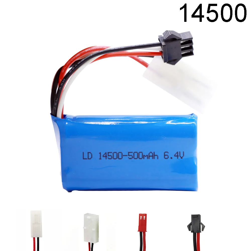 Литий ионный аккумулятор 6 4 В 500 мАч 15C 14500 для игрушек Wltoys 18401 18402 с дистанционным