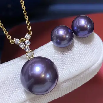 D330 Pearl Set Fine Jewelry Solid 18K Gold Natural 7-12mm Fresh Water Purple Round Pearls Jewelry Sets for Women Presents
D330 Pearl Set Fine Jewelry Solid 18K Gold Natural 7-12mm Fresh Water Purple Round Pearls Jewelry Sets for Women Presents