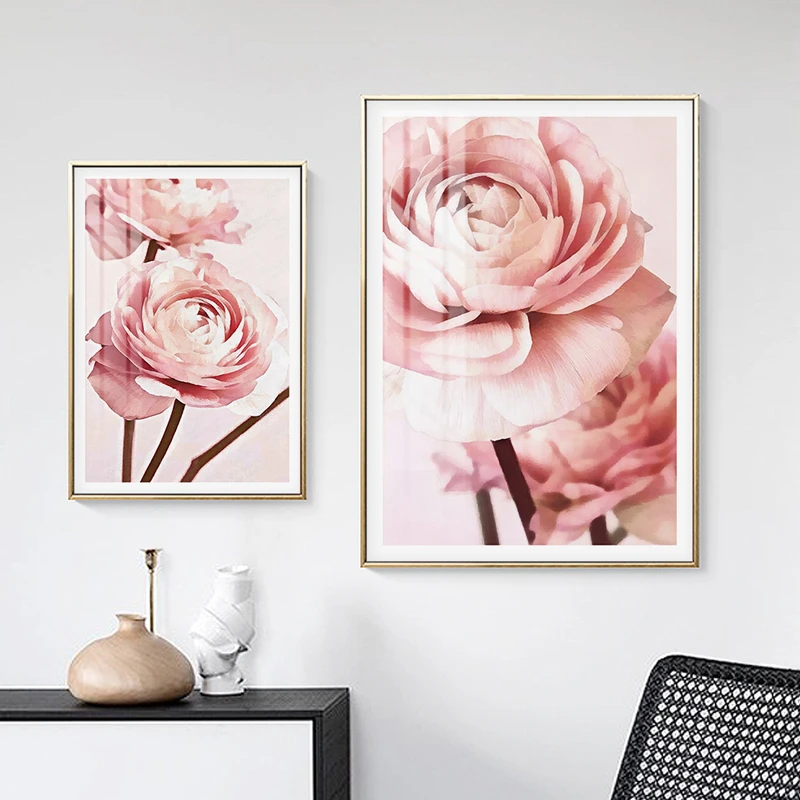 Современный розовый цветок пиона я люблю тебя искусство на стене поп картина