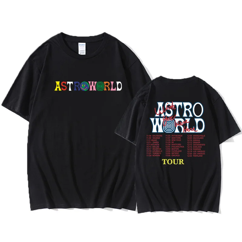 Футболка Трэвис Скотт AstroWorld Tour Мужская/Женская футболка с надписью 1:1 уличная