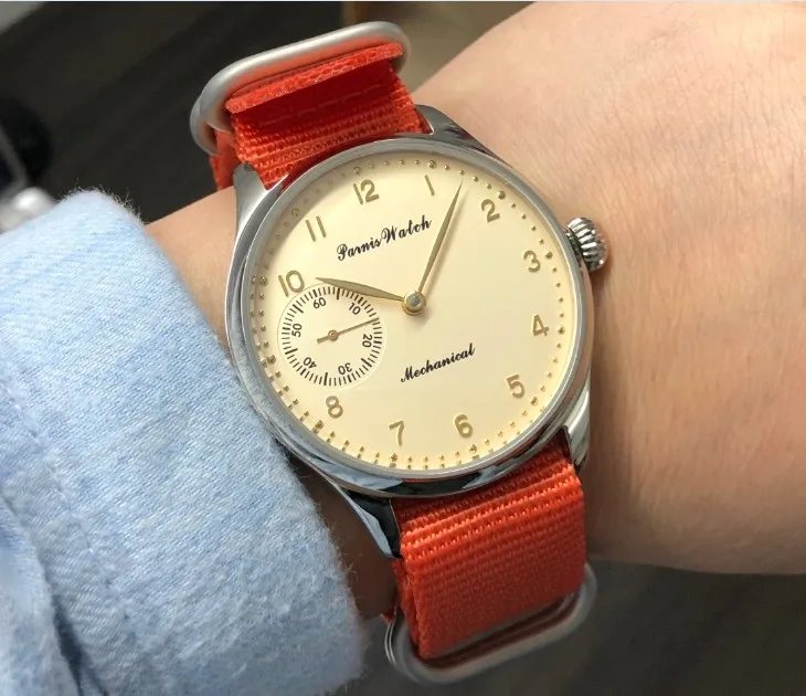 Sapphire crystal or Mineral glass 44mm PARNIS Milk- yellow dial Asian 6497 Mechanical movement men's watch gr50-20
Sapphire crystal or Mineral glass 44mm PARNIS Milk- yellow dial Asian 6497 Mechanical movement men's watch gr50-20