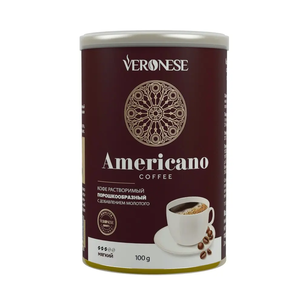 Кофе Veronese &quotAmericano" растворимый с добавлением молотого 100 гр |