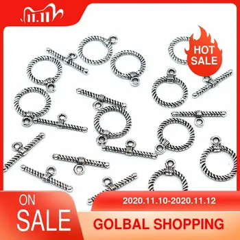 Jewelry Clasp Screw Thread 10 Sets Metal Toggle Clasps Hooks AntiqueTibetan Silver Plated OT Toggle Clasp Fastener Bracelet
Jewelry Clasp Screw Thread 10 Sets Metal Toggle Clasps Hooks AntiqueTibetan Silver Plated OT Toggle Clasp Fastener Bracelet