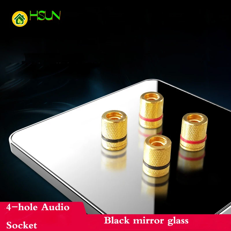 Type 86 audio socket 4 hole audio socket Four audio speaker socket terminal black mirror glass panel
Type 86 audio socket 4 hole audio socket Four audio speaker socket terminal black mirror glass panel