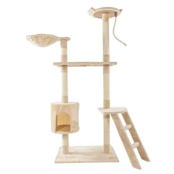 60 Inch Cat Tree House with Hanging Rope Kitten Furniture Scratch Sisal Rope Plush Cats Climbing Frame Cat Condos for House Play
60 Inch Cat Tree House with Hanging Rope Kitten Furniture Scratch Sisal Rope Plush Cats Climbing Frame Cat Condos for House Play