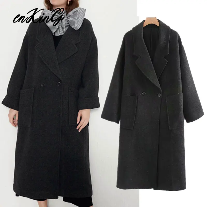 2019 winter trench za coat england style simple vintage oversize loose double breasted solid long coat woolen overcoat women
2019 winter trench za coat england style simple vintage oversize loose double breasted solid long coat woolen overcoat women