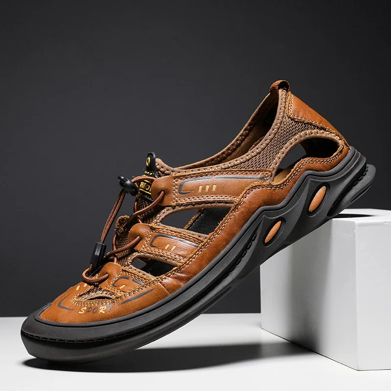 SHENCE Summer Men Genuine Leather Sandals Hollow Mesh Fashion Man Hiking Trail Runing Beach Walking Shoes Tennis Sports Sandals
SHENCE Summer Men Genuine Leather Sandals Hollow Mesh Fashion Man Hiking Trail Runing Beach Walking Shoes Tennis Sports Sandals
