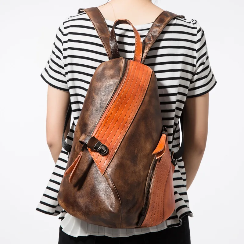 Genuine Leather Woman Both Shoulders Package Manual Color Trend Head Layer Cowhide Backpack
Genuine Leather Woman Both Shoulders Package Manual Color Trend Head Layer Cowhide Backpack