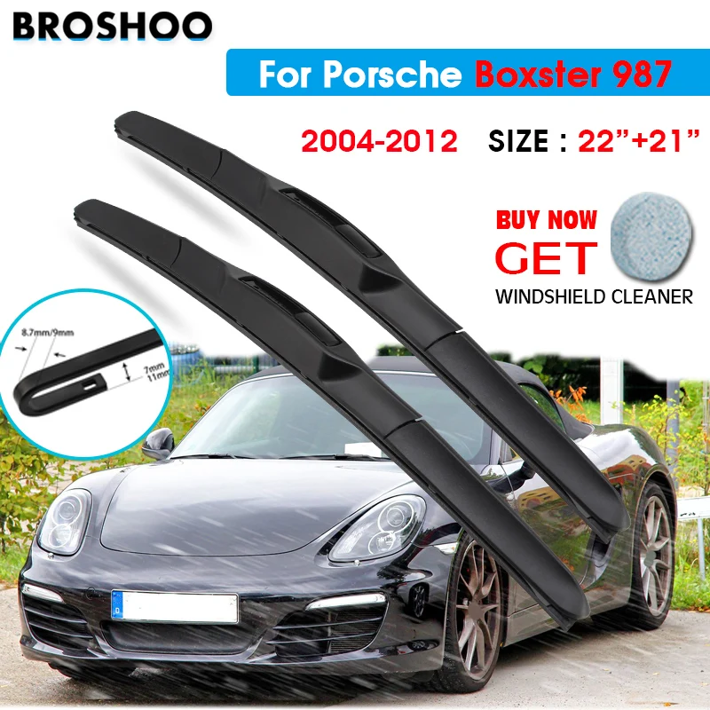 

Car Wiper Blade For Porsche Boxster 987 22"+21" 2004-2012 Windscreen Windshield Wipers Blades Window Wash Fit U Hook Arms