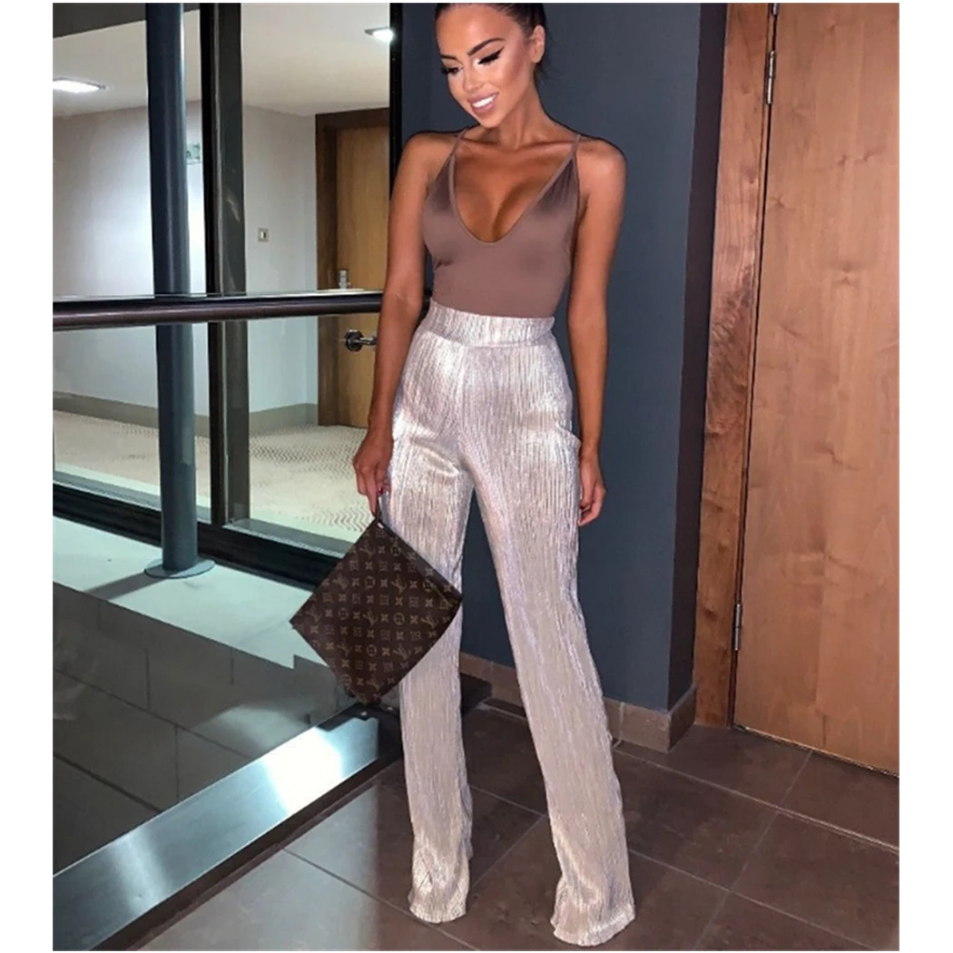 Women Glitter Pants Fashion Sliver Wide Leg Pants Sexy Club Bling Shining Long Trousers Bottoms High Waist Sequin Maxi Pants
Women Glitter Pants Fashion Sliver Wide Leg Pants Sexy Club Bling Shining Long Trousers Bottoms High Waist Sequin Maxi Pants