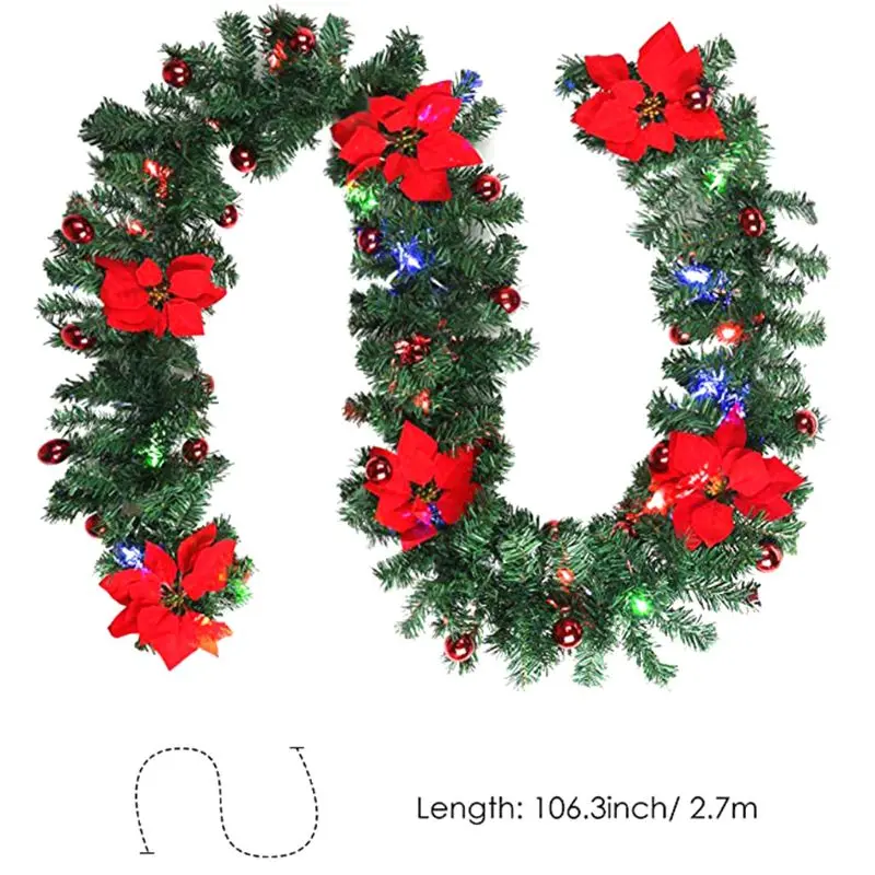 2.7M Christmas Garland Fireplace Stairs Gold Baubles Flowers Xmas Tree Decor
2.7M Christmas Garland Fireplace Stairs Gold Baubles Flowers Xmas Tree Decor