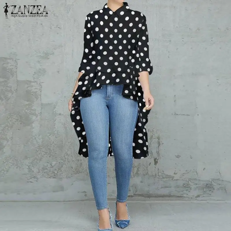 Fashion Polka Dot Printed Shirts Women's Asymmetrical Blouse 2020 ZANZEA Casual Long SLeeve Blusas Female Button Down Tunic
Fashion Polka Dot Printed Shirts Women's Asymmetrical Blouse 2020 ZANZEA Casual Long SLeeve Blusas Female Button Down Tunic