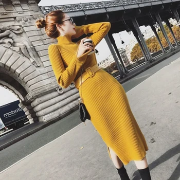 Warm Charm Women Split Side Sweater Dress 2019 Fall Winter Long Sexy Bodycon Dresses With Belt Skinny Knitted Dress
Warm Charm Women Split Side Sweater Dress 2019 Fall Winter Long Sexy Bodycon Dresses With Belt Skinny Knitted Dress