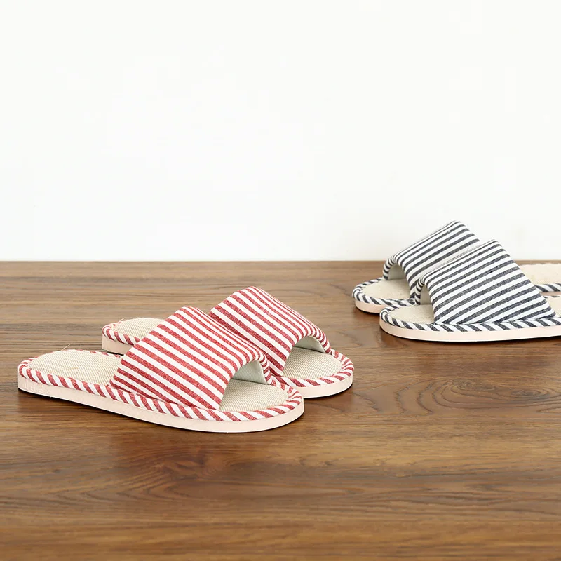 Linen Slippers Summer Couples Indoor Anti-slip Soft-Sole Korean-style Stripes Wood Floor Household Cotton Linen Men And Women Sa 
Linen Slippers Summer Couples Indoor Anti-slip Soft-Sole Korean-style Stripes Wood Floor Household Cotton Linen Men And Women Sa