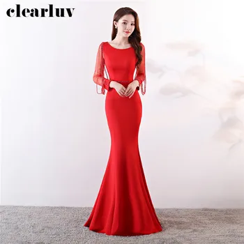 Evening Dress Long Sleeves Crystal Beading Party Gown DX333-1 Long Formal Prom Dresses 2020 Red Plus Size Elegant Robe De Soiree 
Evening Dress Long Sleeves Crystal Beading Party Gown DX333-1 Long Formal Prom Dresses 2020 Red Plus Size Elegant Robe De Soiree