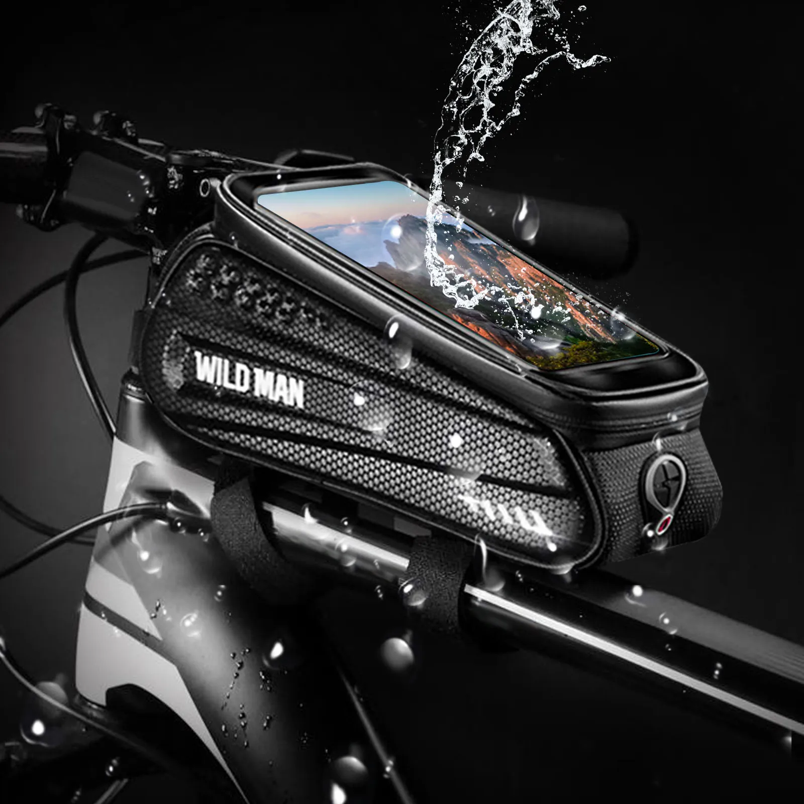 WILD MAN Bicycle Bag Rainproof MTB Bike Front Beam Touchscreen Phone Bag 6.5Inch Cycling Top Tube Handlebar Bag Bike Accessories