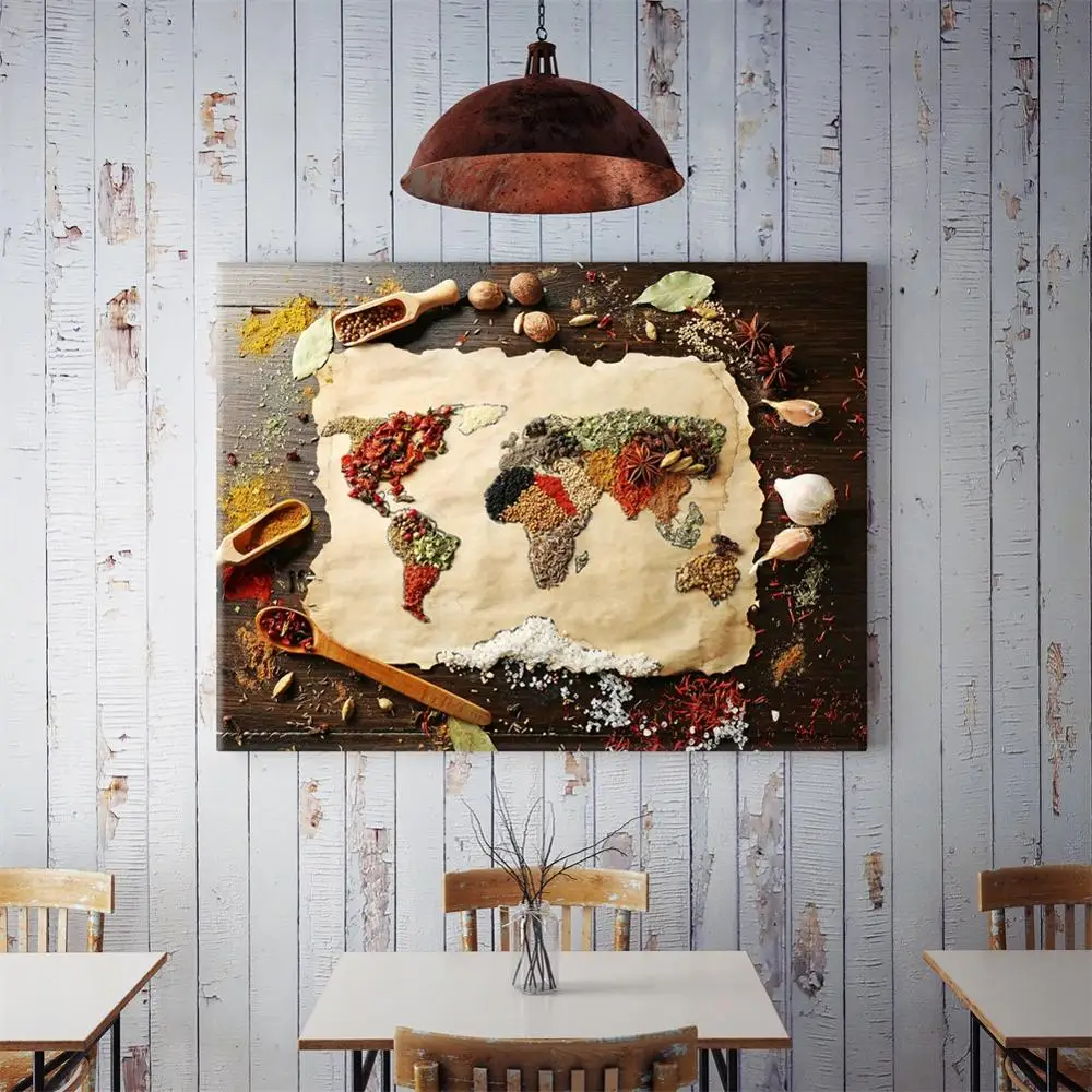 60x90cm DIY World Map Made Up Of Kitchen Spices Funny Decor Canvas Painting For Restaurant Dining Hall Wall Decor
60x90cm DIY World Map Made Up Of Kitchen Spices Funny Decor Canvas Painting For Restaurant Dining Hall Wall Decor