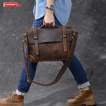 Men Handbags Male Shoudler Messenger Bag School Bag Retro Men's Bags Crazy Horse Leather Distressed Genuine Leather Vintage Soft
Men Handbags Male Shoudler Messenger Bag School Bag Retro Men's Bags Crazy Horse Leather Distressed Genuine Leather Vintage Soft