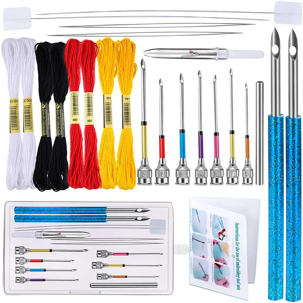 LMDZ 24 Pcs Punch Needle Embroidery Kits, Include 4 Colors Embroidery Thread, Punch Needles, Needle Threader, Needle Handle
LMDZ 24 Pcs Punch Needle Embroidery Kits, Include 4 Colors Embroidery Thread, Punch Needles, Needle Threader, Needle Handle