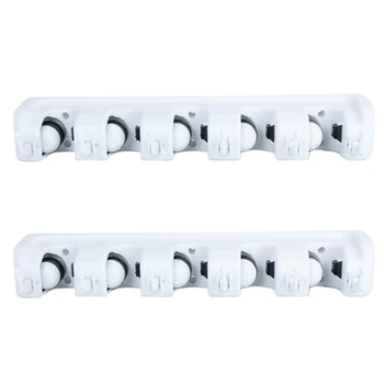 2 Pcs White Mop and Broom Rack, Wall-Mounted Storage Mop and Broom Storage Tool Rack with 5 Ball Slots and 6 Hooks
2 Pcs White Mop and Broom Rack, Wall-Mounted Storage Mop and Broom Storage Tool Rack with 5 Ball Slots and 6 Hooks